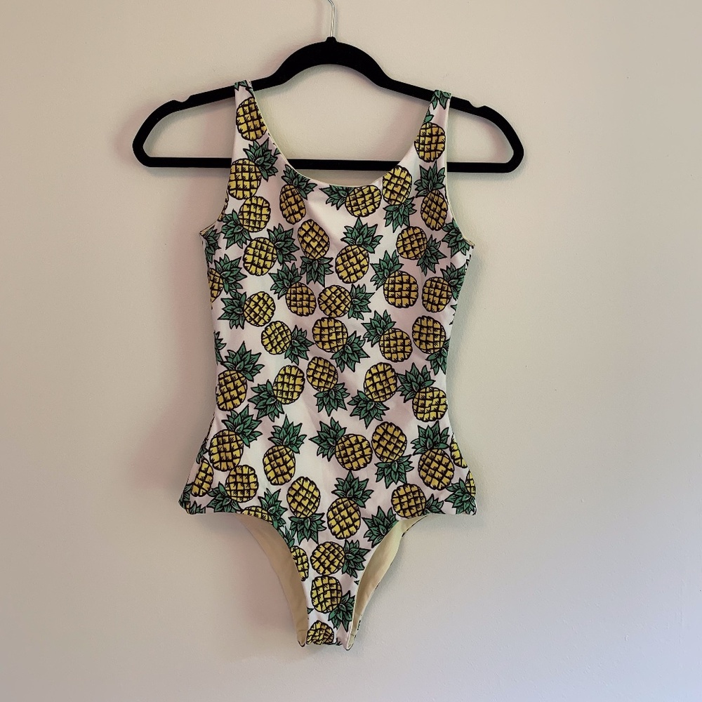 Low Back One Piece Pineapple Bathing Suit